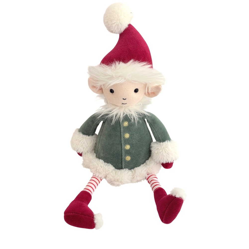 Jellycat Leffy Elf Christmas Plush Stuffed Animal Green‎ Red Holiday Decor Small